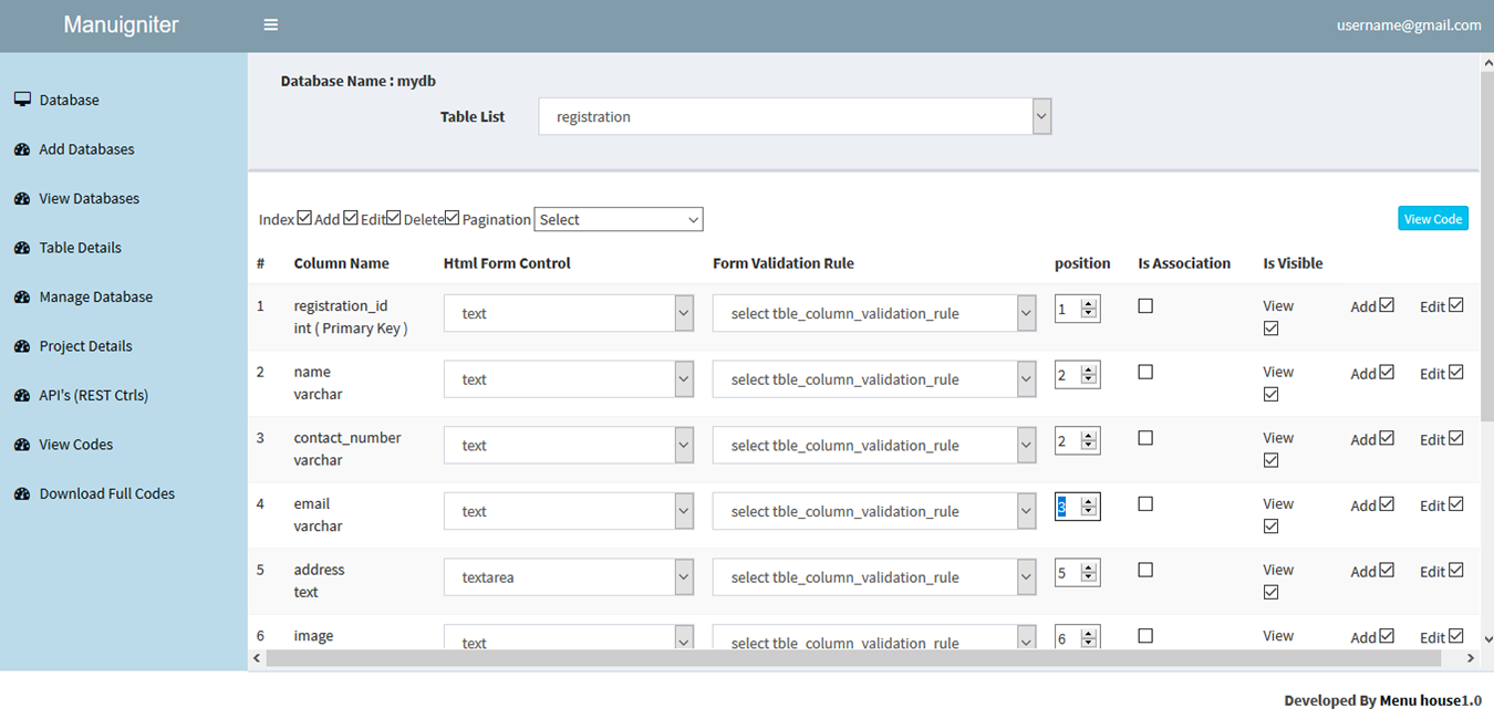 Codigniter Crud Generator